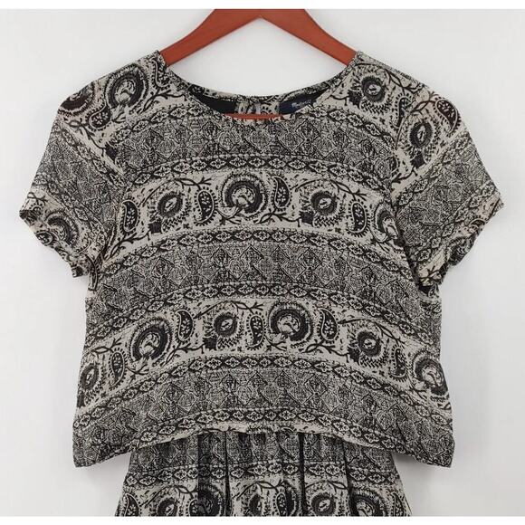 Madewell Dress Womens Size 00 Black Paisley Silk Cut Out Back Whimsigoth Retro - Picture 6 of 16